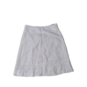 Tweeds 100% Linen Embroidered Detail Skirt Lined Women's Size 6 White